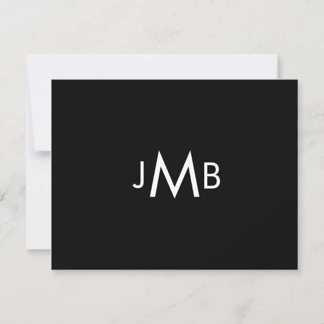 Minimalistiska monogram initialer svart vikta   tack kort (Framsida)
