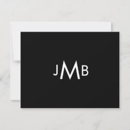 Minimalistiska monogram initialer svart vikta tack kort