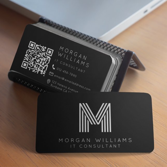 Minimalistiska monogram QR-kodikoner Visitkort (Skapare uppladdad)