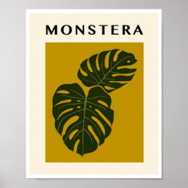 Minimalistiska Monstera blad Senapsgul Konst Poster