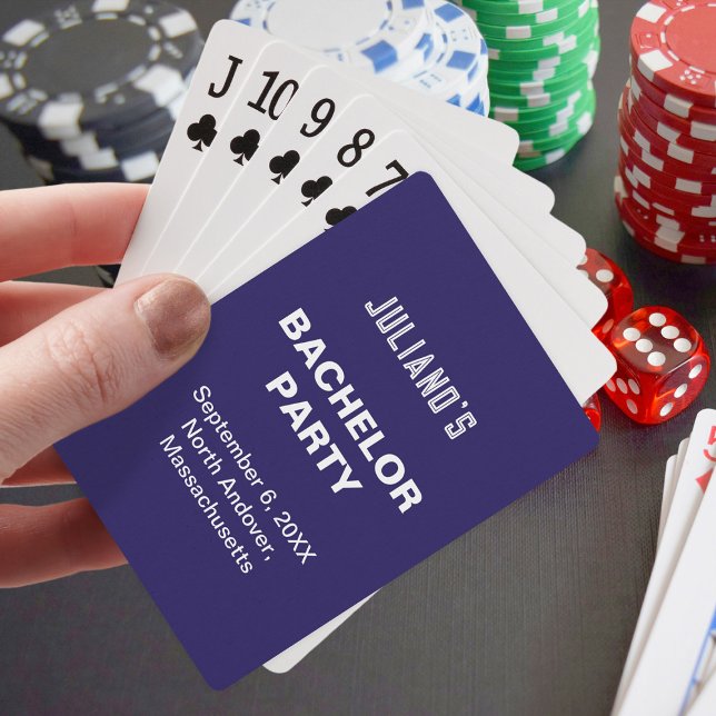 Minimalistiska mörkblå spelkort för svensexa (Dark blue bachelor party playing cards)