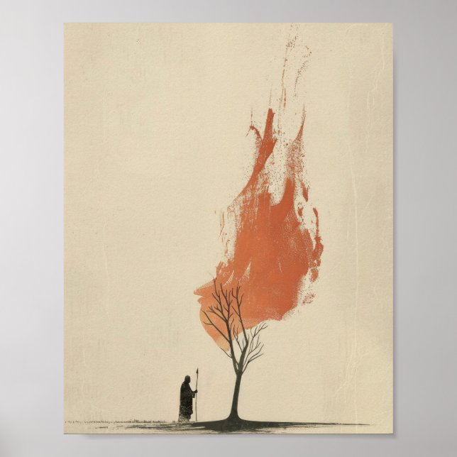 Minimalistiska Moses och Burning Bush Poster (Framsidan)