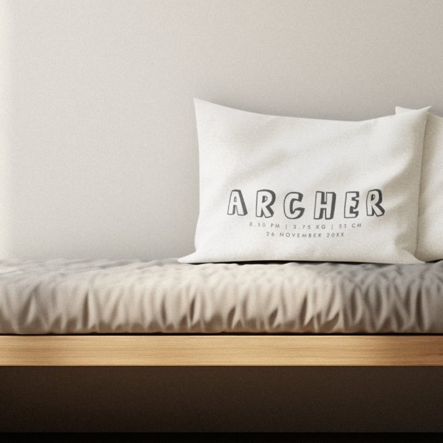 Minimalistiska Namn-födelsetter Prydnadskudde (Skapare uppladdad)