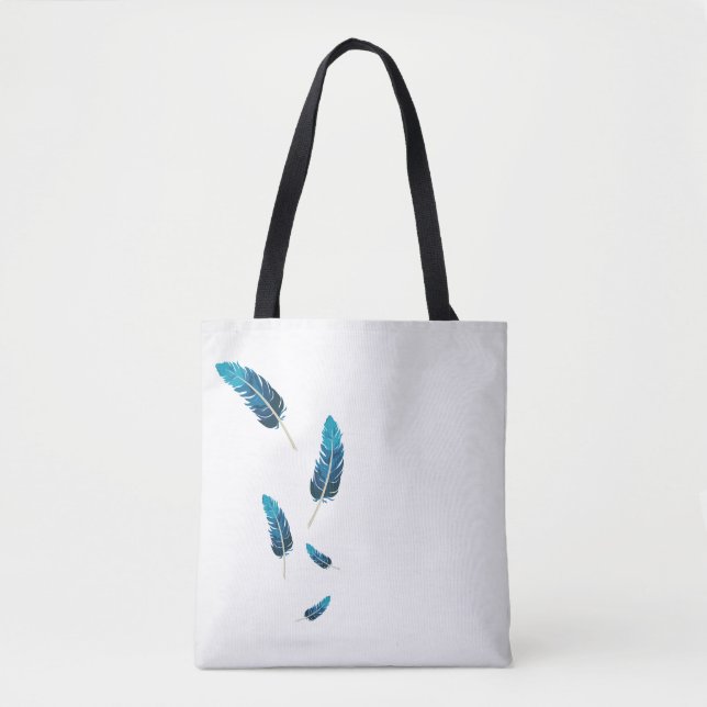 Minimalistiska Navy och Teal Fallande Fjädrar  Tygkasse (Framsida)