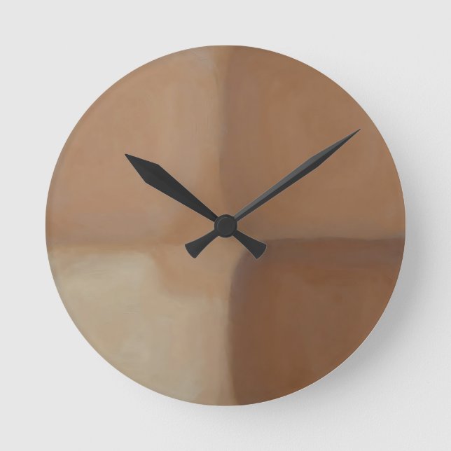 Minimalistiska neutrala terrakottakvadrater rund klocka (Framsida)