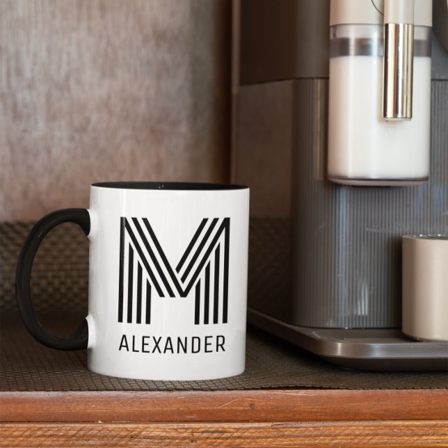 Minimalistiska Nyhetsremsor Monogram Mugg (Skapare uppladdad)