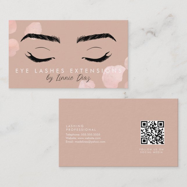 Minimalistiska ögonfransförlängningar Salong Rosa  Visitkort (Fram/baksida)