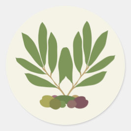 Minimalistiska oliver och Grenar. Runt Klistermärke