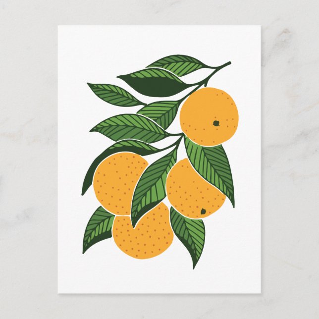 Minimalistiska orangar och löv vykort (Framsida)