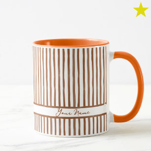Minimalistiska Orange Akvarell Ränder Anpassat Nam Mugg