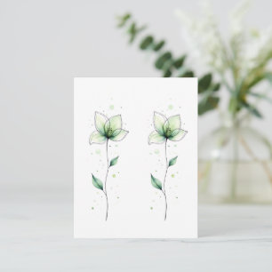 Minimalistiska Parade Gröna Akvarellblommor Blank Kort