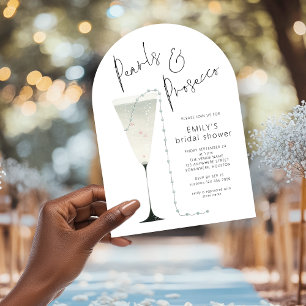Minimalistiska pärlor och Möhippa av Prosecco-båga Inbjudningar