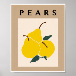 Minimalistiska päron gula frukter köks konst poster