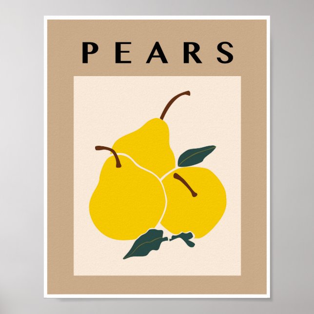 Minimalistiska päron gula frukter köks konst poster (Framsidan)