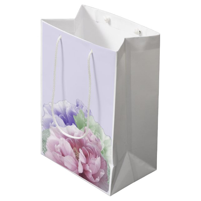 Minimalistiska Peonies Presentpåse (Framsidan Vinklad)