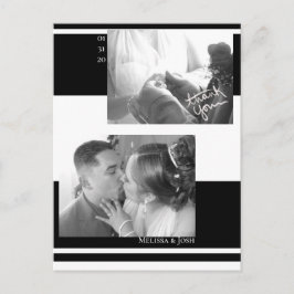 Minimalistiska ränder svart-vit bröllopsfest vykort