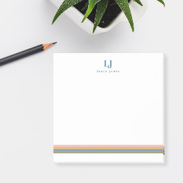 Minimalistiska Retro Ränder Monogram Post-it Block