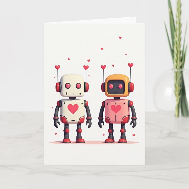 Minimalistiska Robotars Hjärtans Dag-kort Kort (Framsida)