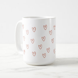 Minimalistiska röda klotterhjärtan överallt tryck kaffemugg