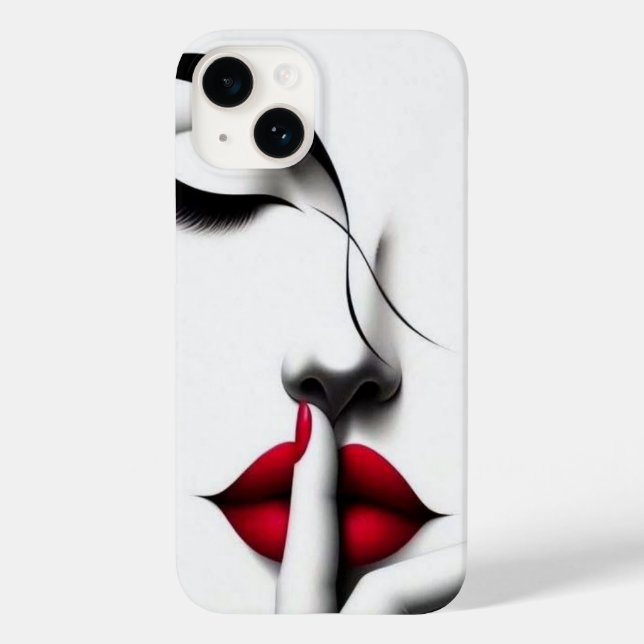 Minimalistiska röda läppar Shh Estetisk iphonecase (Baksida)