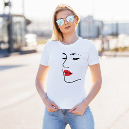 Minimalistiska Röda Läppar T Shirt