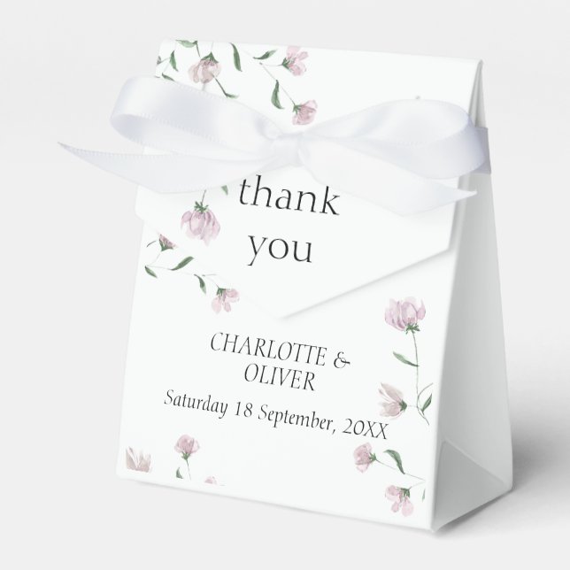 Minimalistiska Rosa Blommiga Bröllopspresentfavori Presentaskar (Framsidan Sidan)