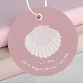 Minimalistiska rosa dop tack Favor-etiketter Gåvor Etiketter