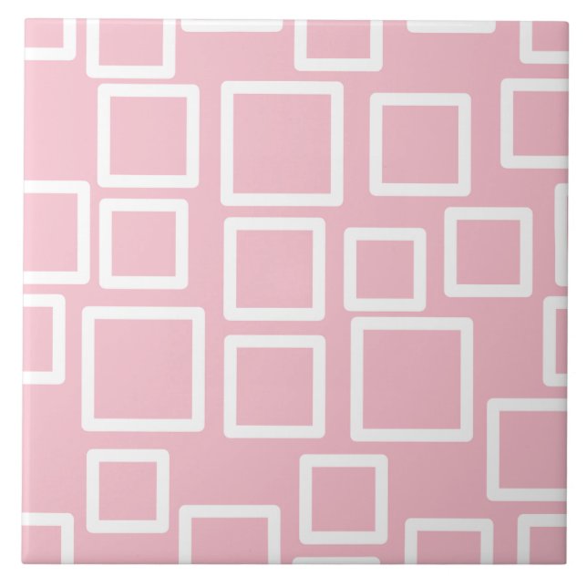 Minimalistiska rosa geometriska fyrkanter kakelplatta (Framsidan)