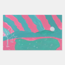 Minimalistiska rosa och gröna landskapsdekaler rektangulärt klistermärke