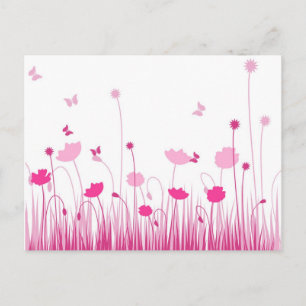 Minimalistiska rosa och vita poppelmaskrosor äng b vykort