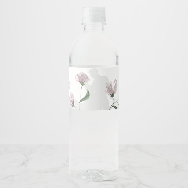 Minimalistiska rosablommiga etiketter för vattenfl (Framsida)
