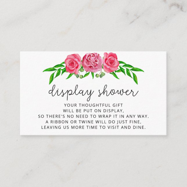 Minimalistiska rosor Display duschkuvertkort Tilläggskort (Framsida)