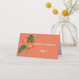 Minimalistiska Rost Orange Blomma Bröllop Plats Ko Placeringskort
