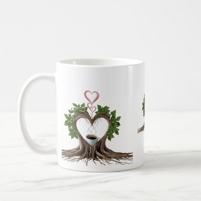 Minimalistiska rötter hjärta kaffemug kaffemugg (Vänster)