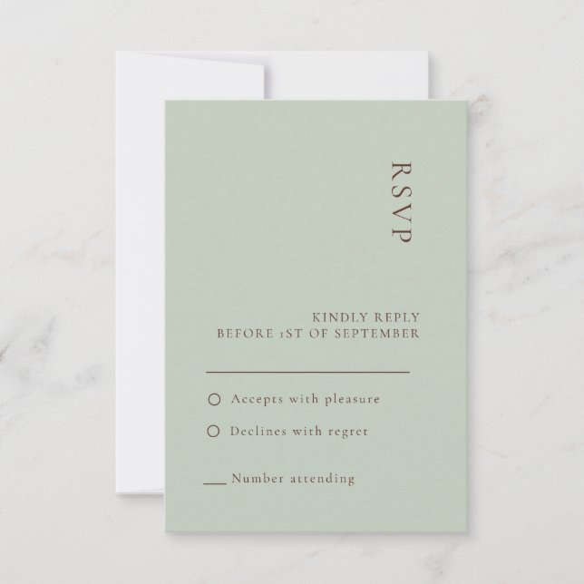 Minimalistiska Sage Boho Bröllop RSVP-kort Inbjudningar (Framsida)