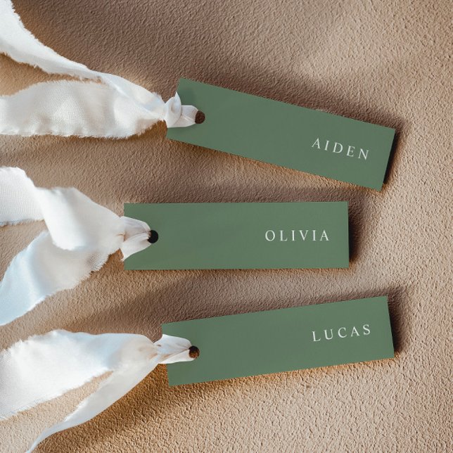 Minimalistiska salvia gröna bröllopsnamn platskort inbjudningar (Delivered untrimmed)