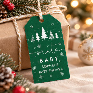 Minimalistiska Santa Baby Shower Gröna Presentkort Presentetikett