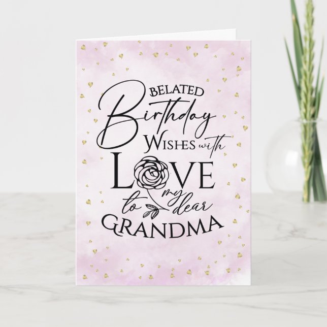 Minimalistiska sena födelsedagskort till mormor kort (Framsida)