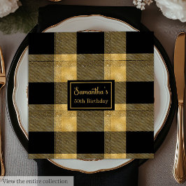 Minimalistiska servetter Svart Guld Chic firande