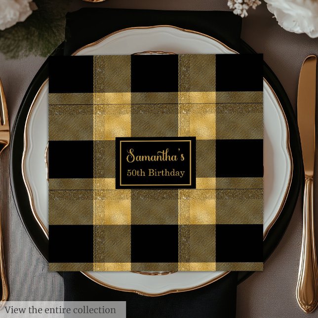 Minimalistiska servetter Svart Guld Chic firande (Minimalist Napkins Black Gold Chic Celebration)
