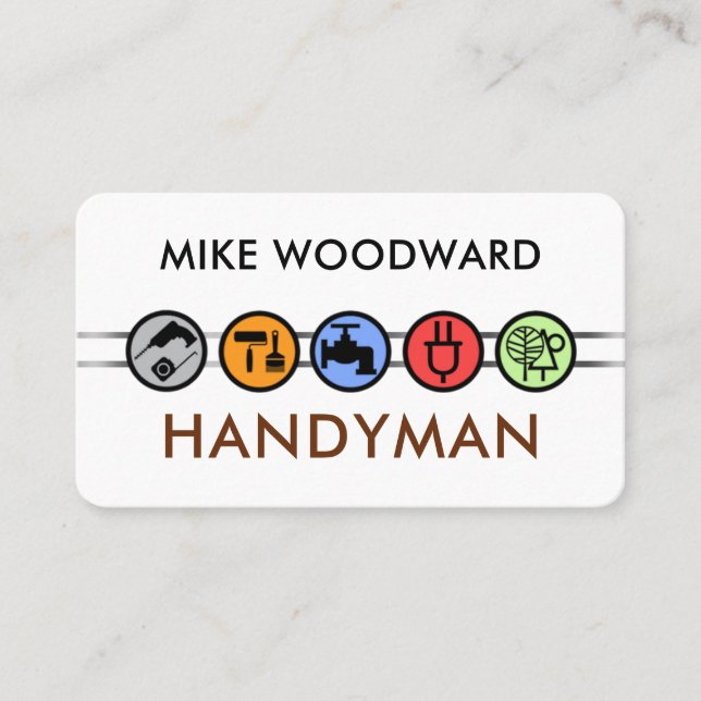 Minimalistiska Silver Line Handyman verktyg Visitkort (Framsida)