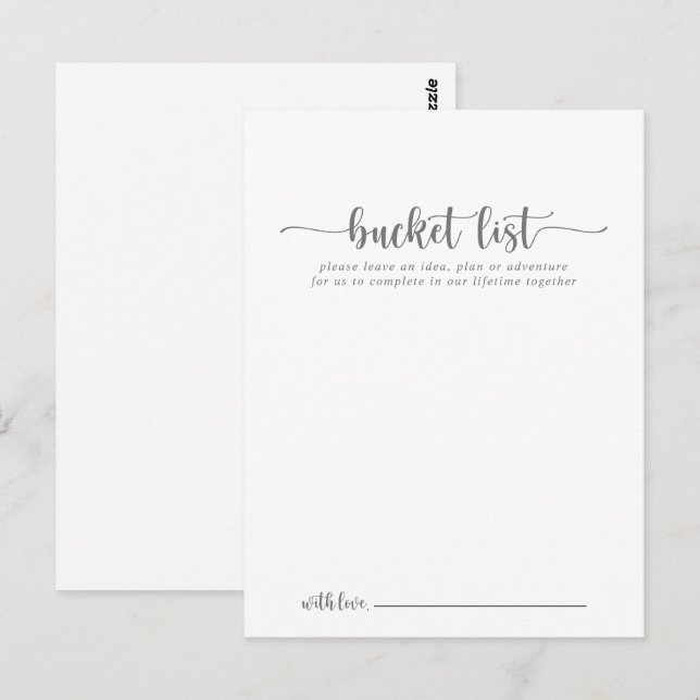 Minimalistiska silverbröllops Bucket List-kort Vykort (Fram/baksida)