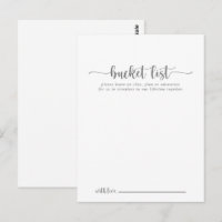 Minimalistiska silverbröllops Bucket List-kort