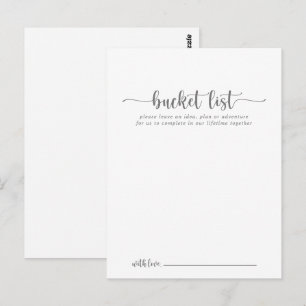 Minimalistiska silverbröllops Bucket List-kort Vykort