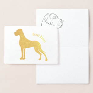 Minimalistiska silverfolie Great Danes-kort Folierat Kort