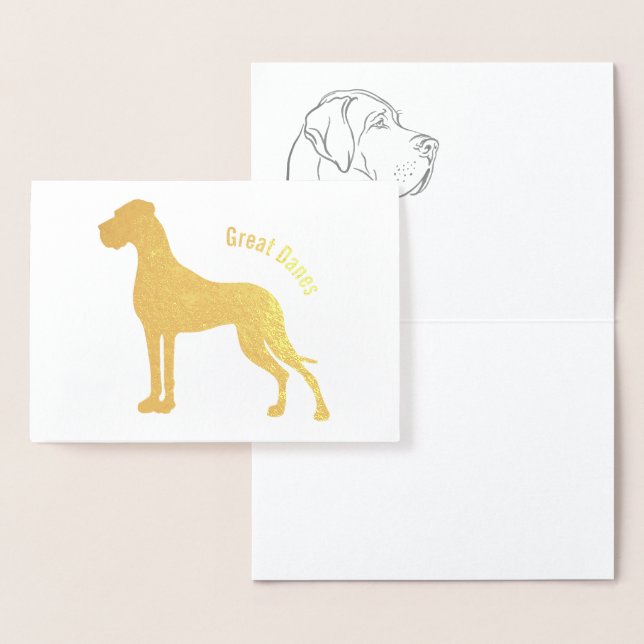 Minimalistiska silverfolie Great Danes-kort Folierat Kort (Display)