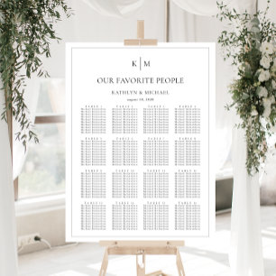 Minimalistiska sittkartor Gräns 16 Bord i Bröllop Poster