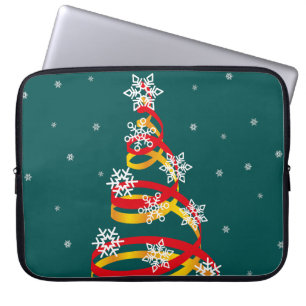 Minimalistiska snöflingor band julgran laptop fodral