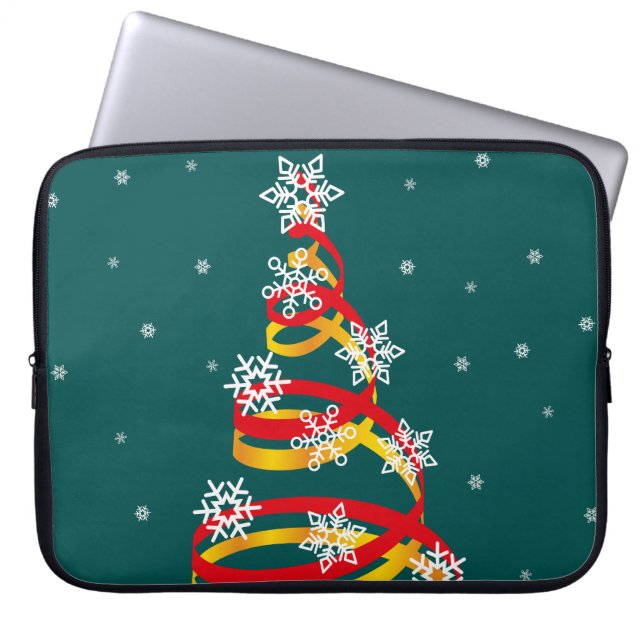 Minimalistiska snöflingor band julgran laptop fodral (Framsidan)