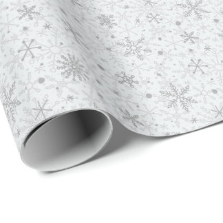 Minimalistiska snöflingor Grå jul Presentpapper